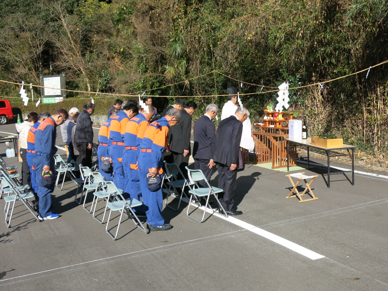 紀美野町第13分団庫の安全祈願祭