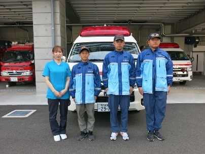 9月17日一日救急隊長と救急隊三名
